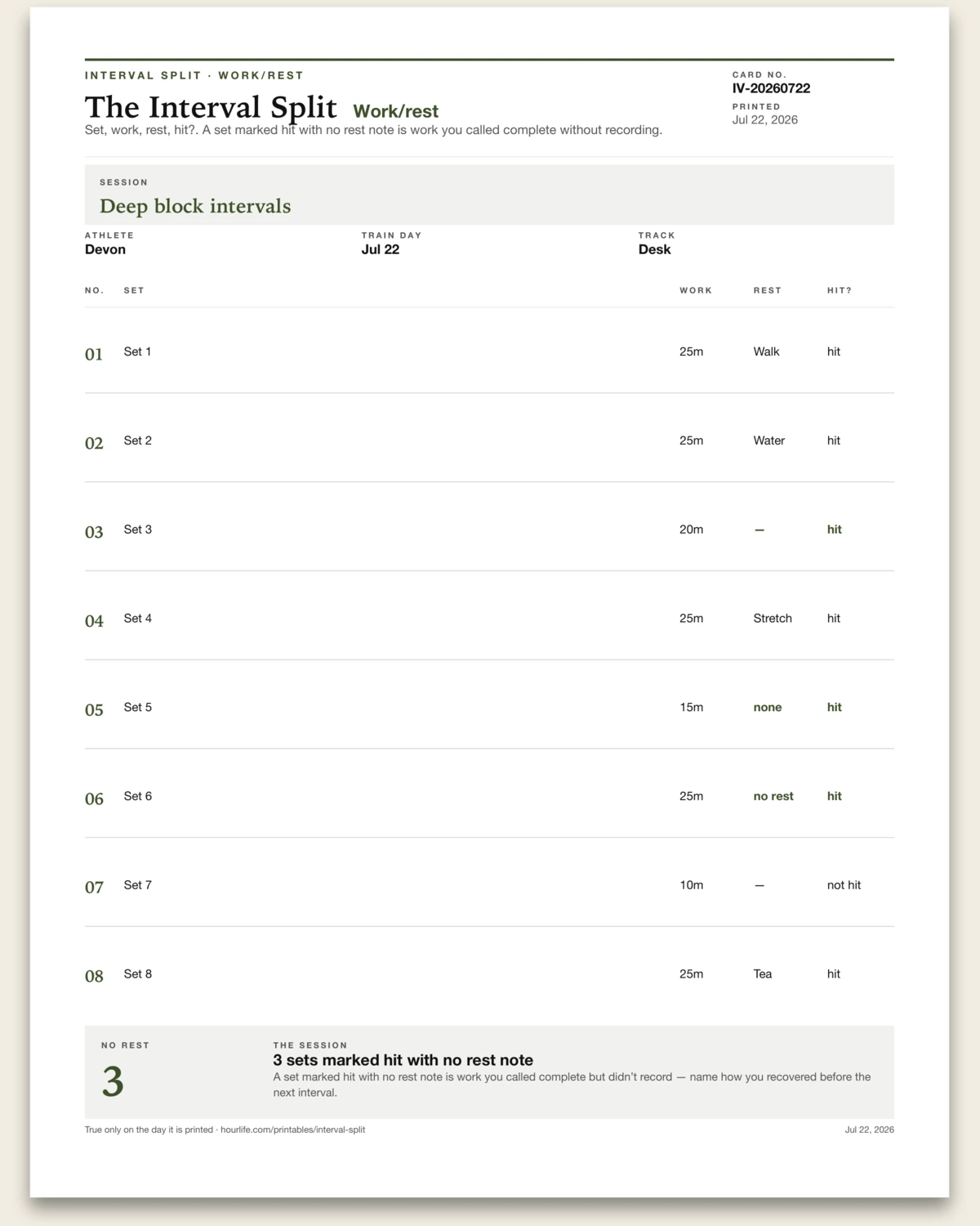 The Interval Split filled example preview