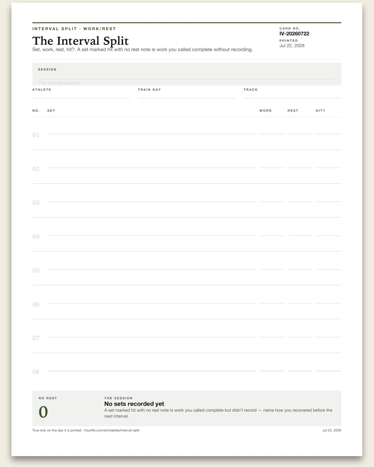 The Interval Split blank layout preview