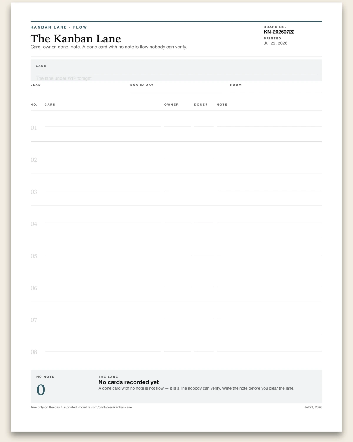 The Kanban Lane blank layout preview