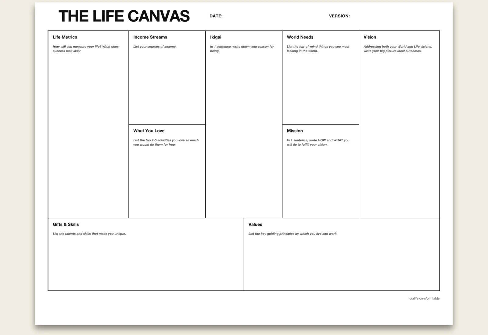 Life Canvas (Lean) blank layout preview