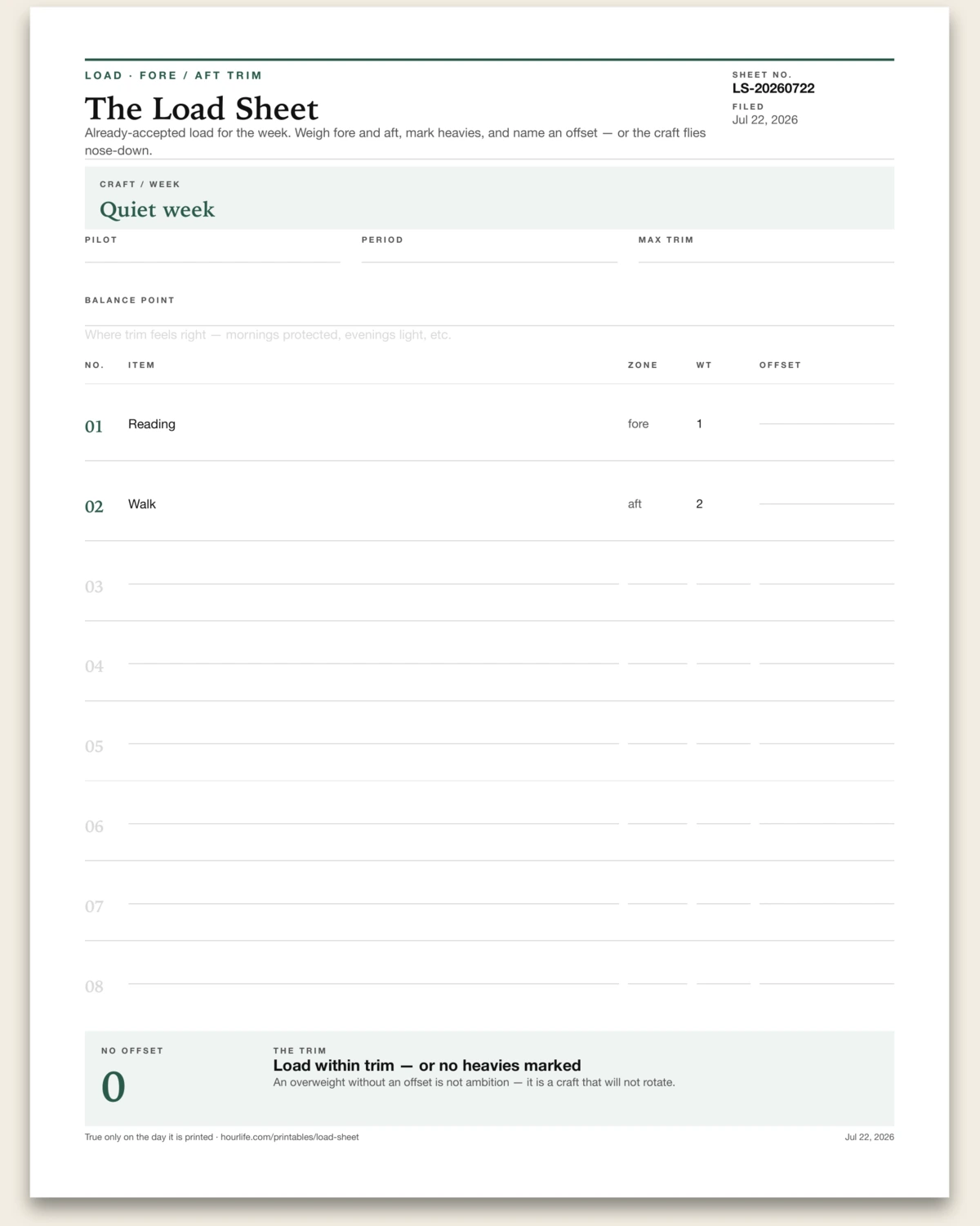 The Load Sheet alt style preview