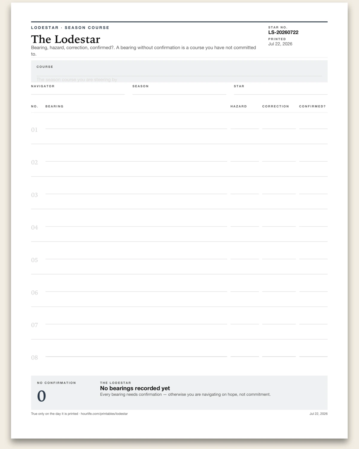 The Lodestar blank layout preview