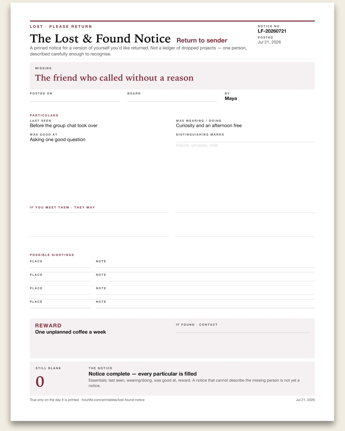 The Lost & Found Notice alt style preview