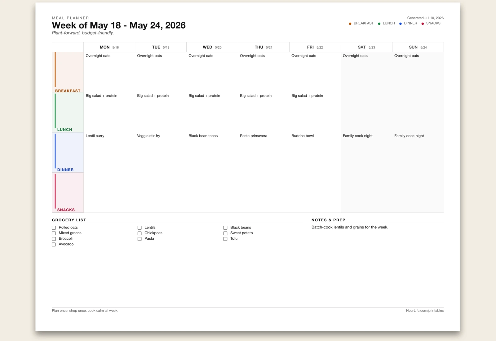 Meal Planner alt style preview