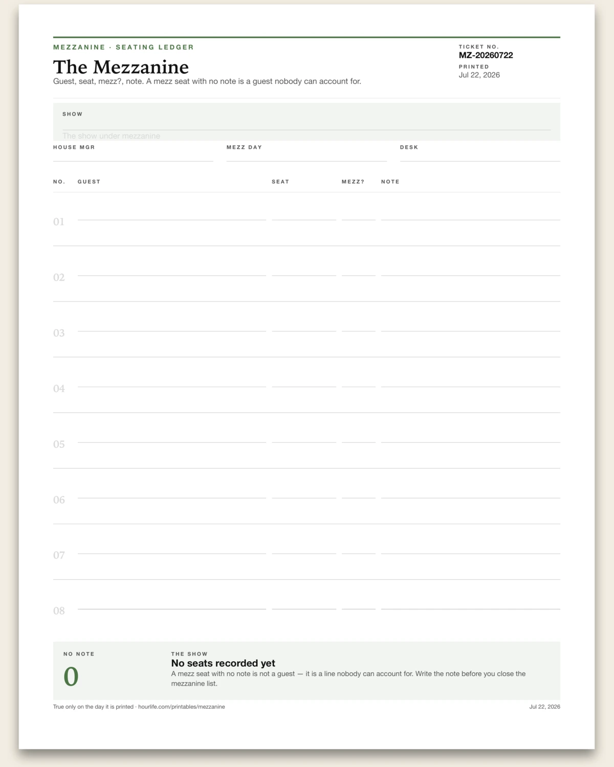 The Mezzanine blank layout preview