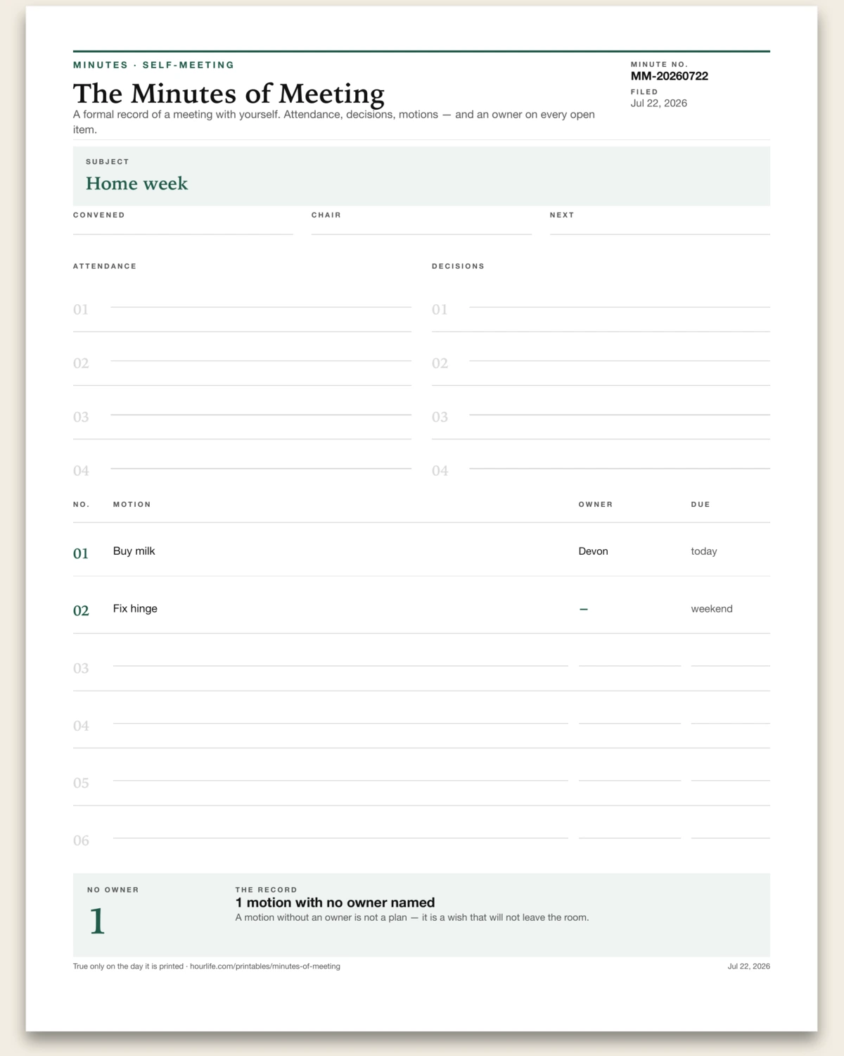 The Minutes of Meeting alt style preview