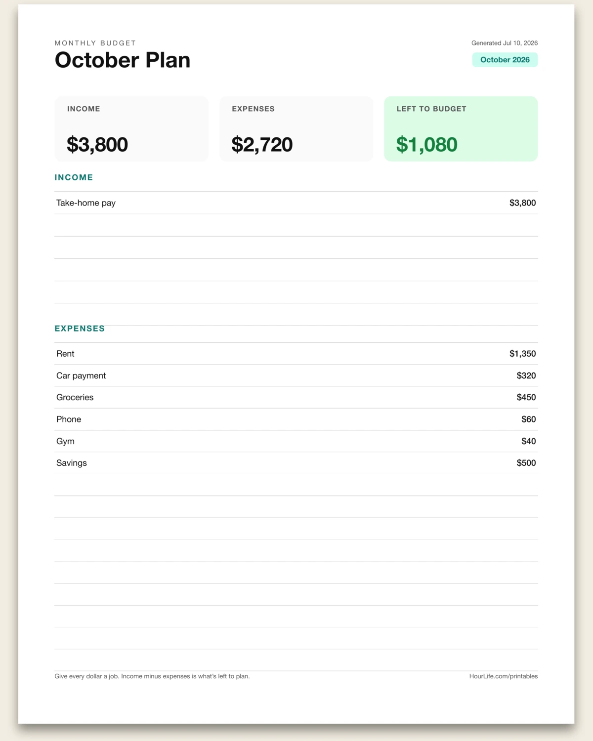 Monthly Budget alt style preview