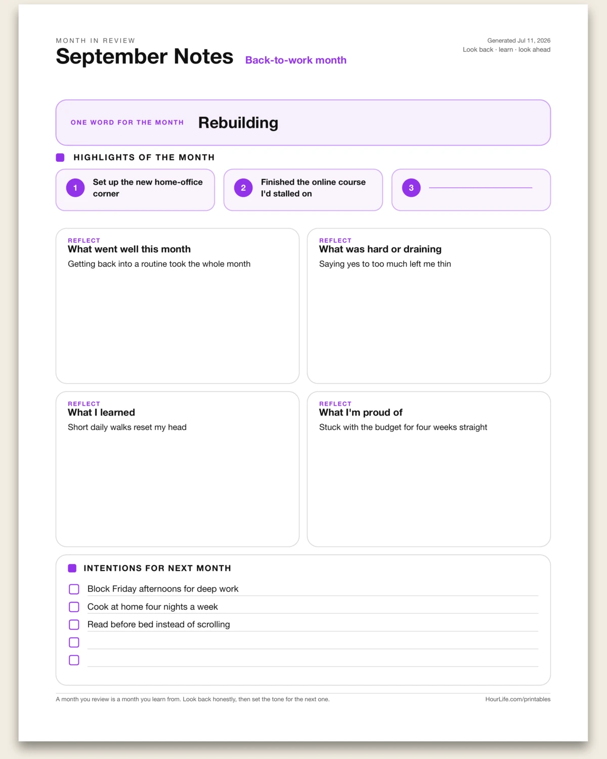 Monthly Reflection alt style preview