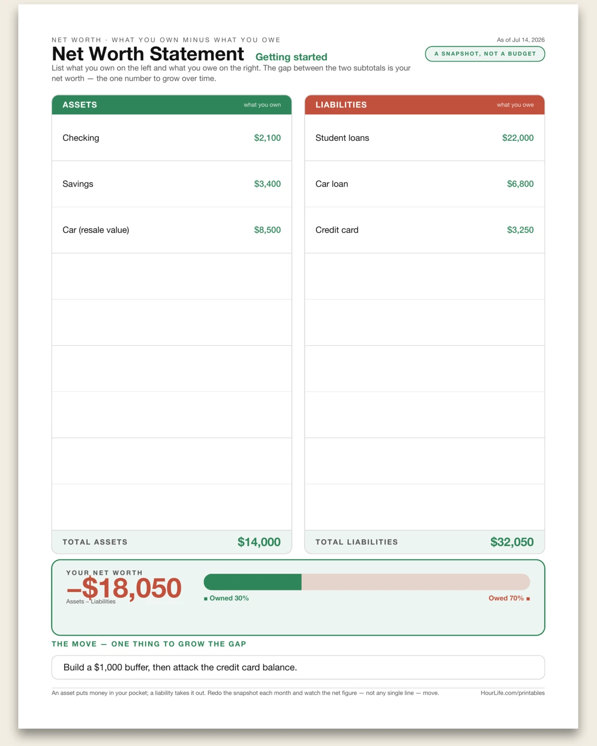 Net Worth Statement alt style preview