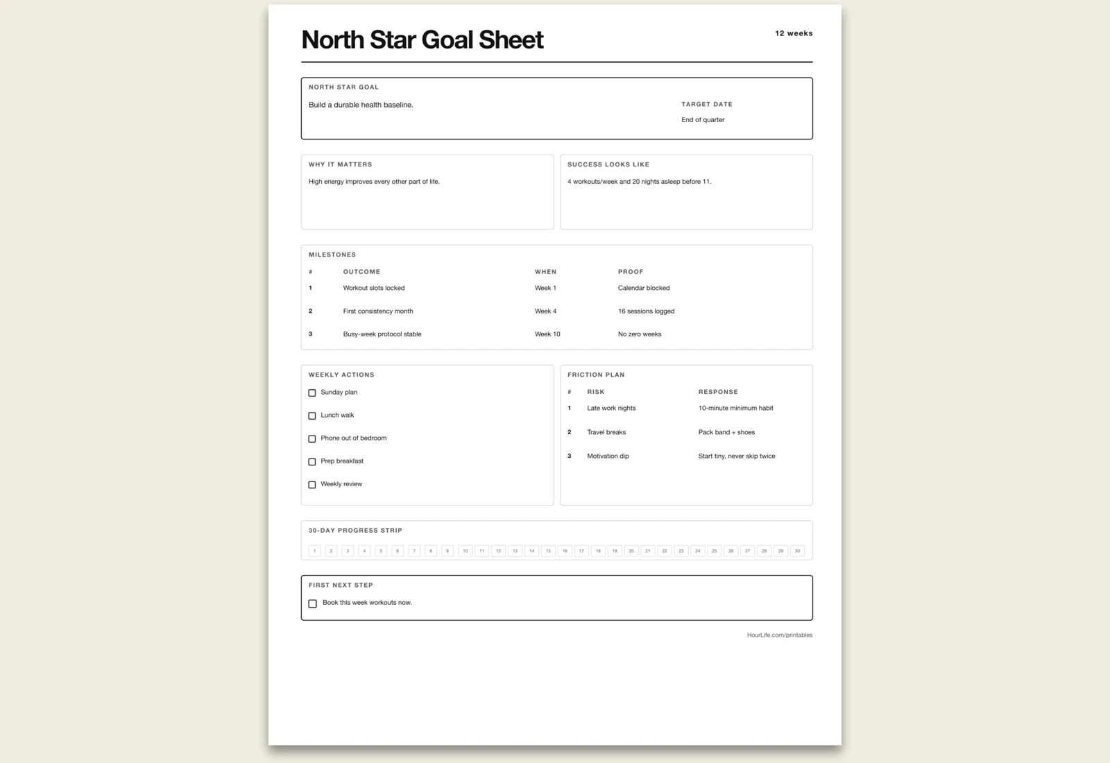 North Star Goal Sheet alt style preview