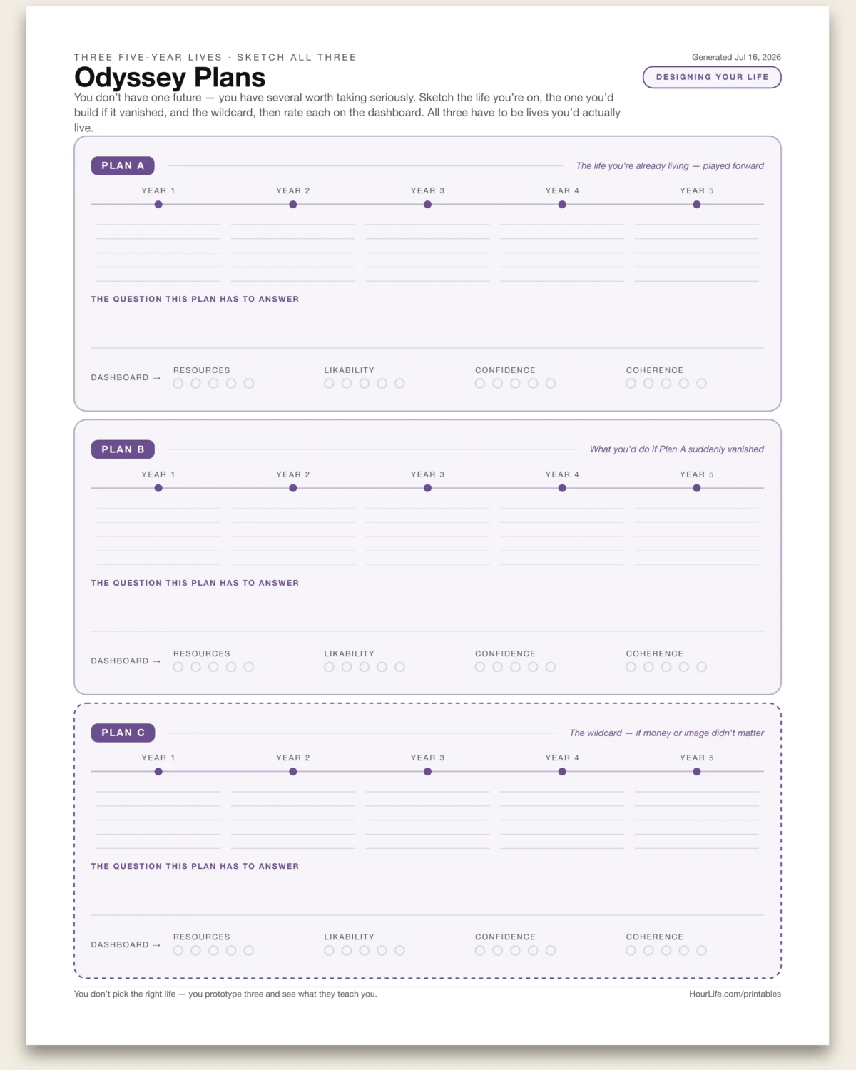 Odyssey Plans blank layout preview
