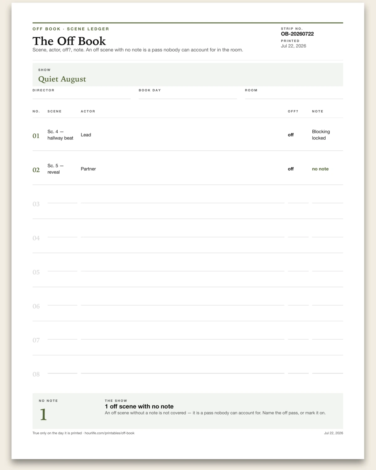 The Off Book alt style preview