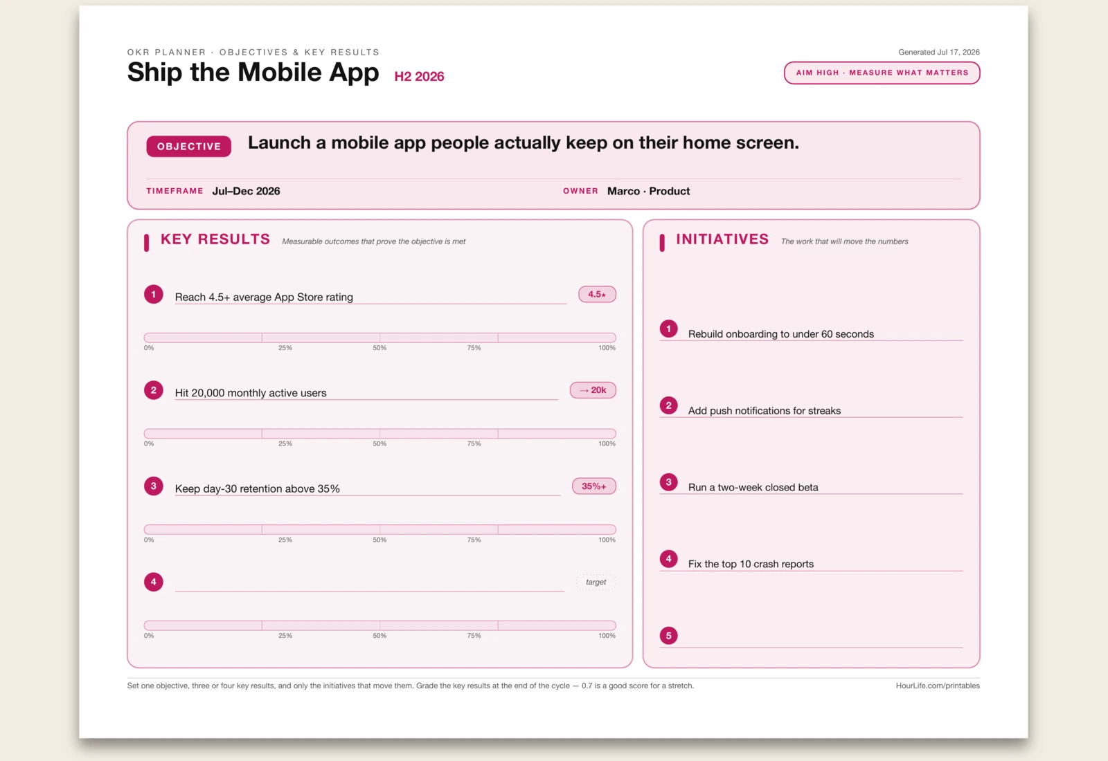 OKR Planner alt style preview