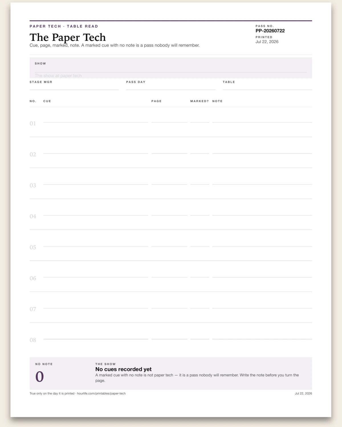 The Paper Tech blank layout preview