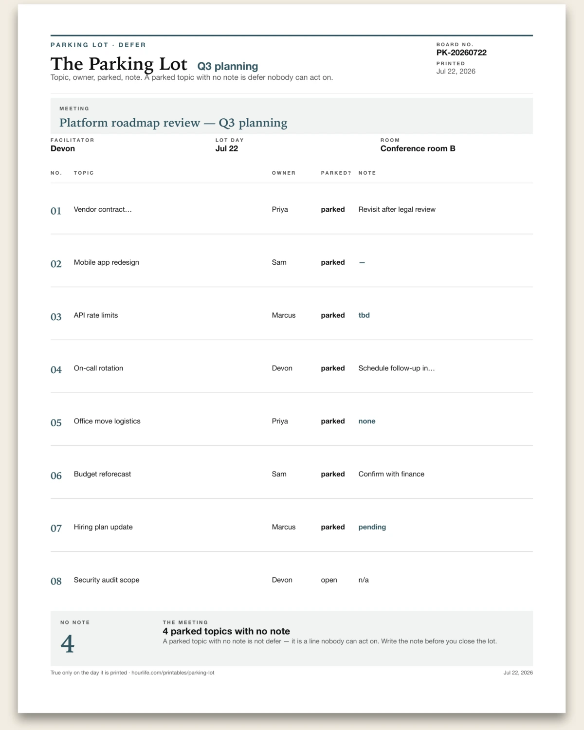 The Parking Lot filled example preview