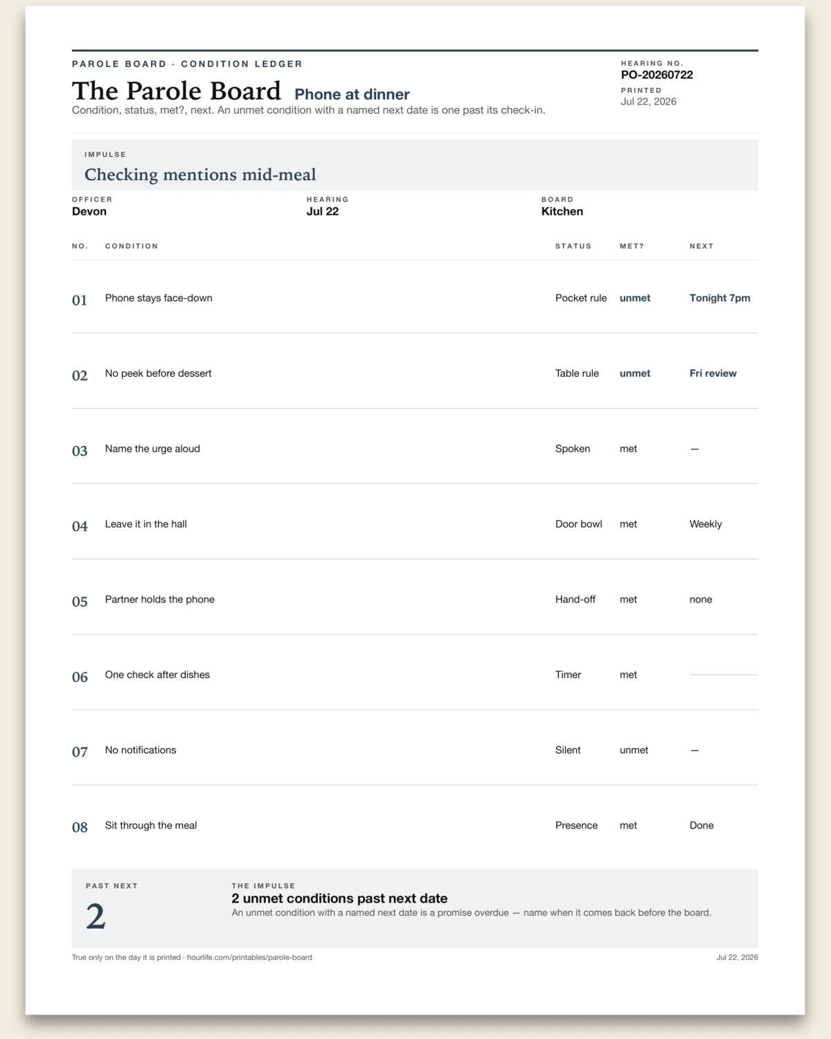 The Parole Board filled example preview