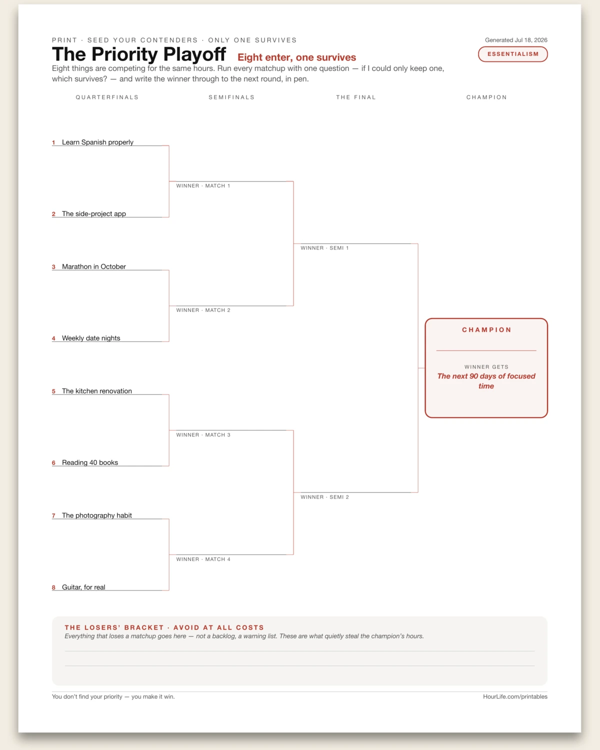 The Priority Playoff filled example preview