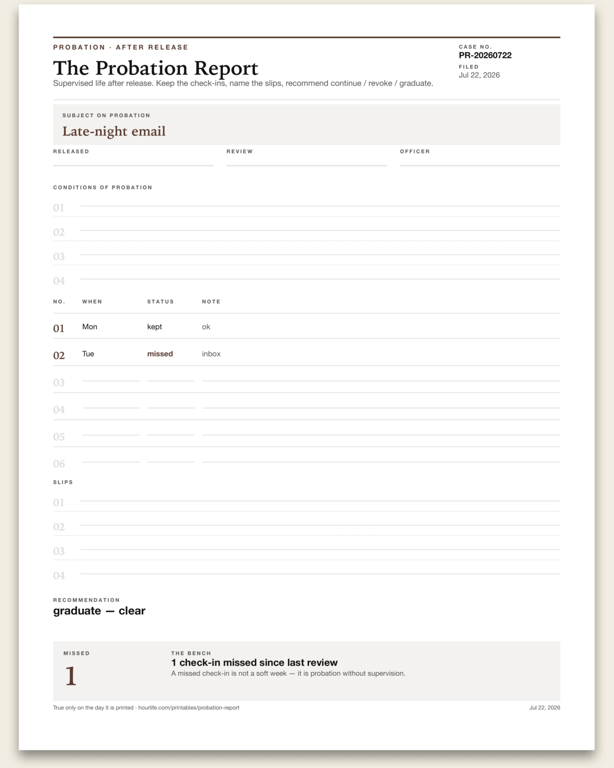 The Probation Report alt style preview