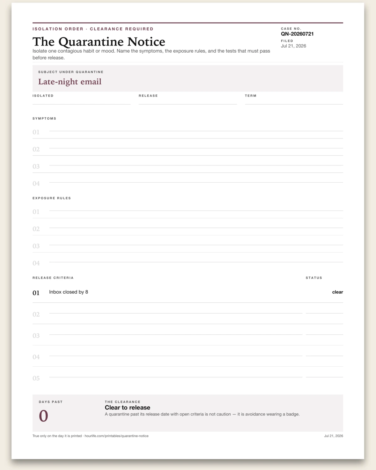 The Quarantine Notice alt style preview