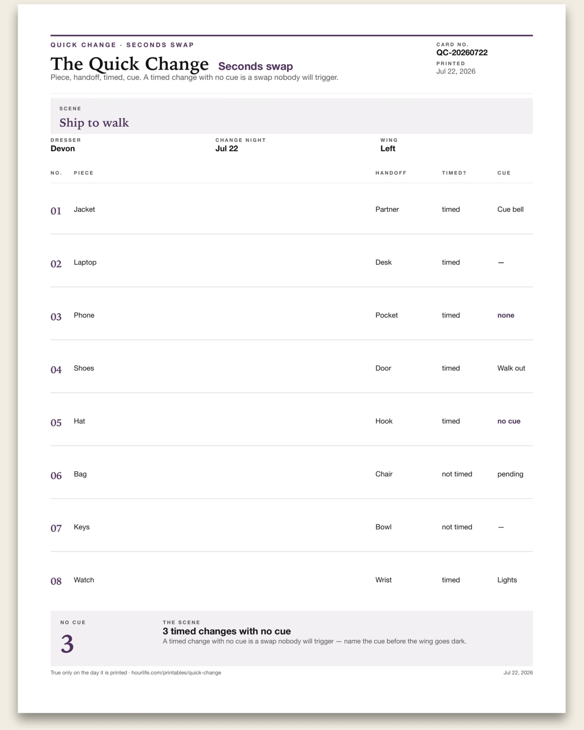 The Quick Change filled example preview