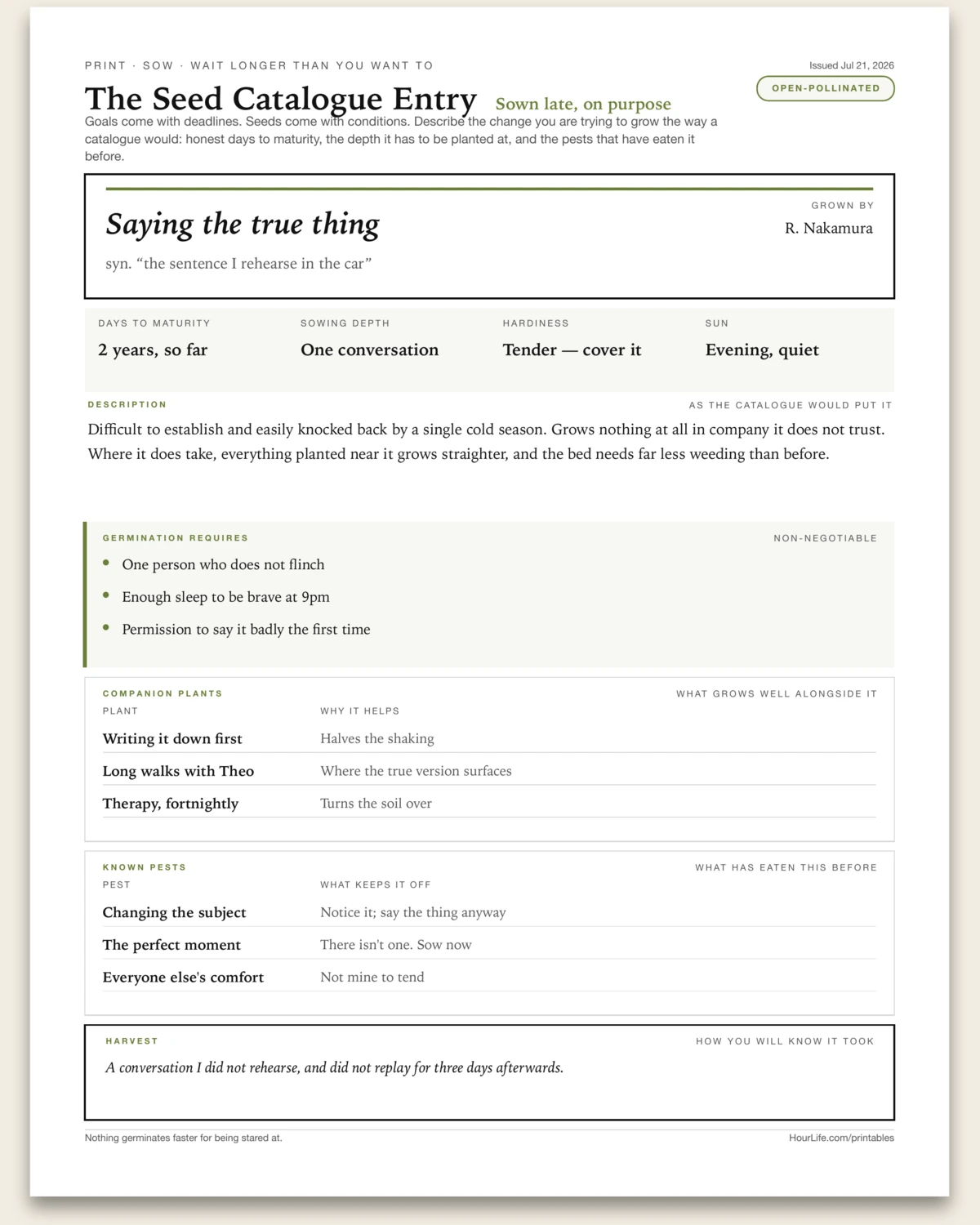 The Seed Catalogue Entry alt style preview