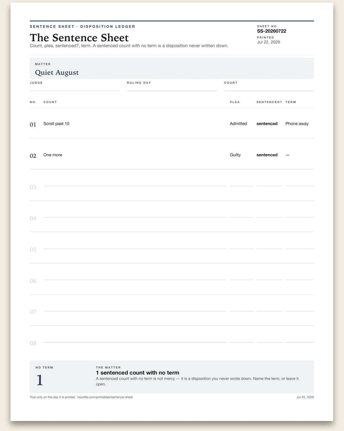 The Sentence Sheet alt style preview