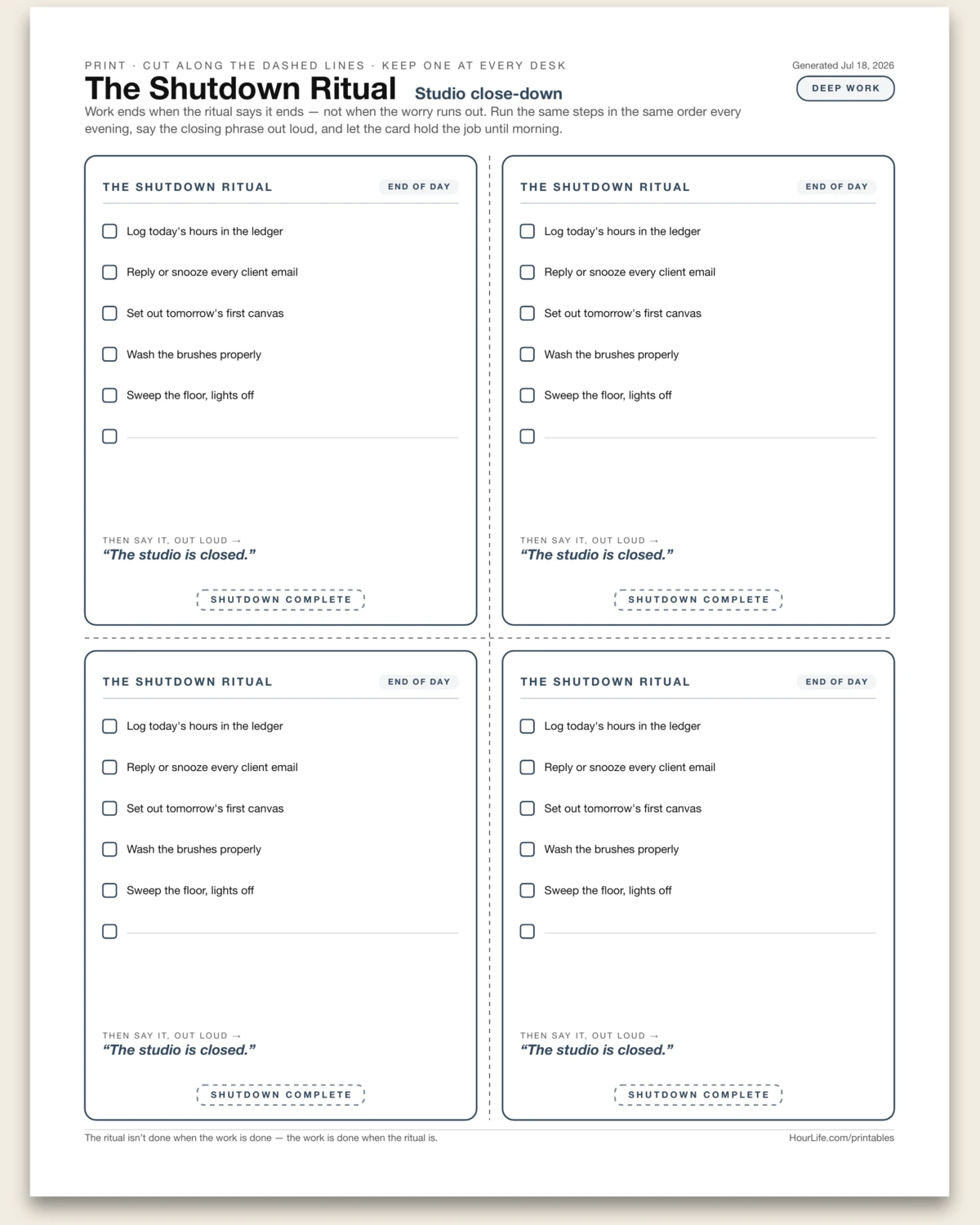 The Shutdown Ritual Card alt style preview