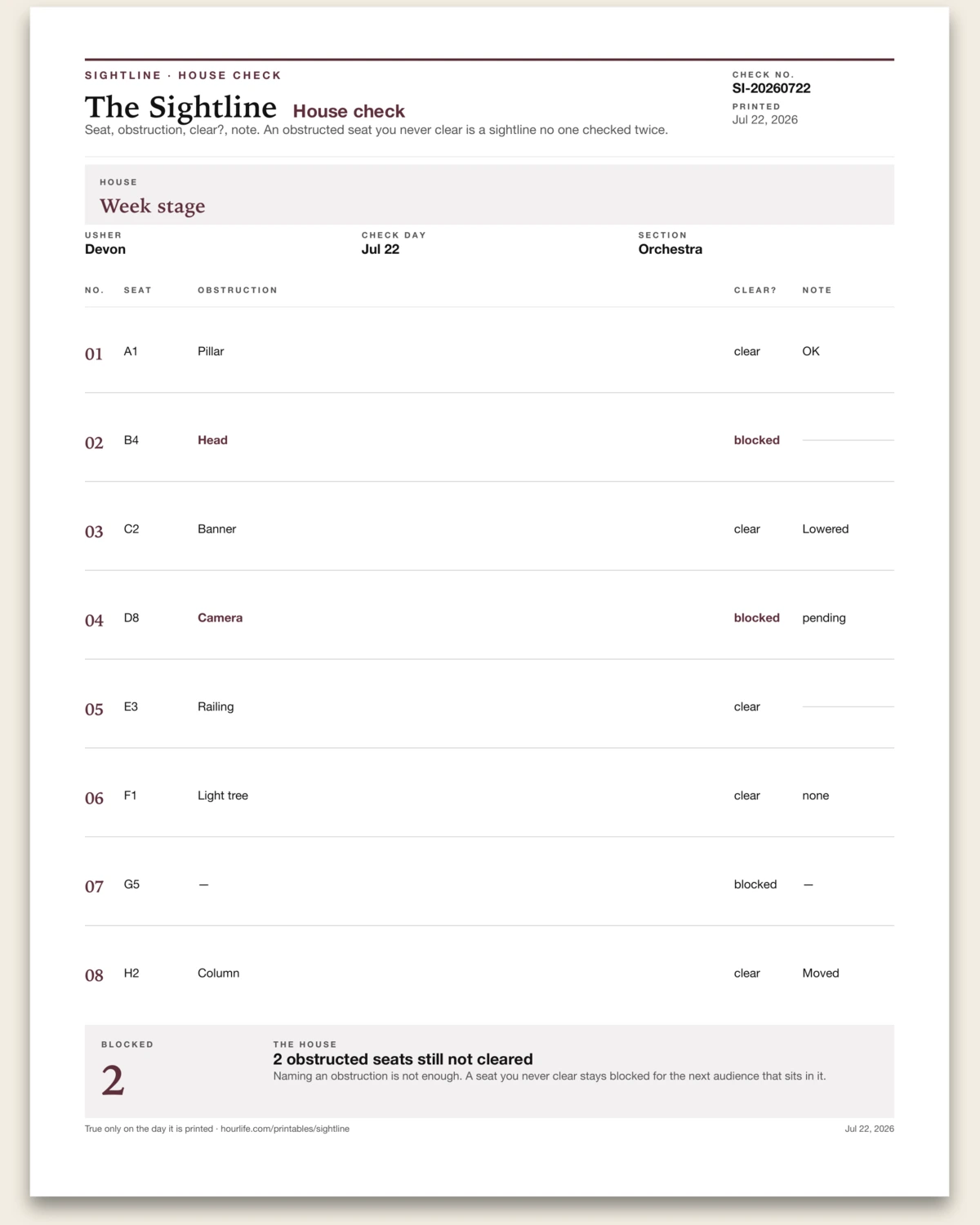The Sightline filled example preview
