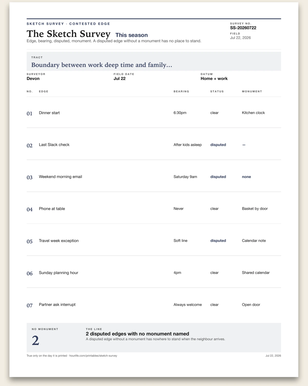 The Sketch Survey filled example preview
