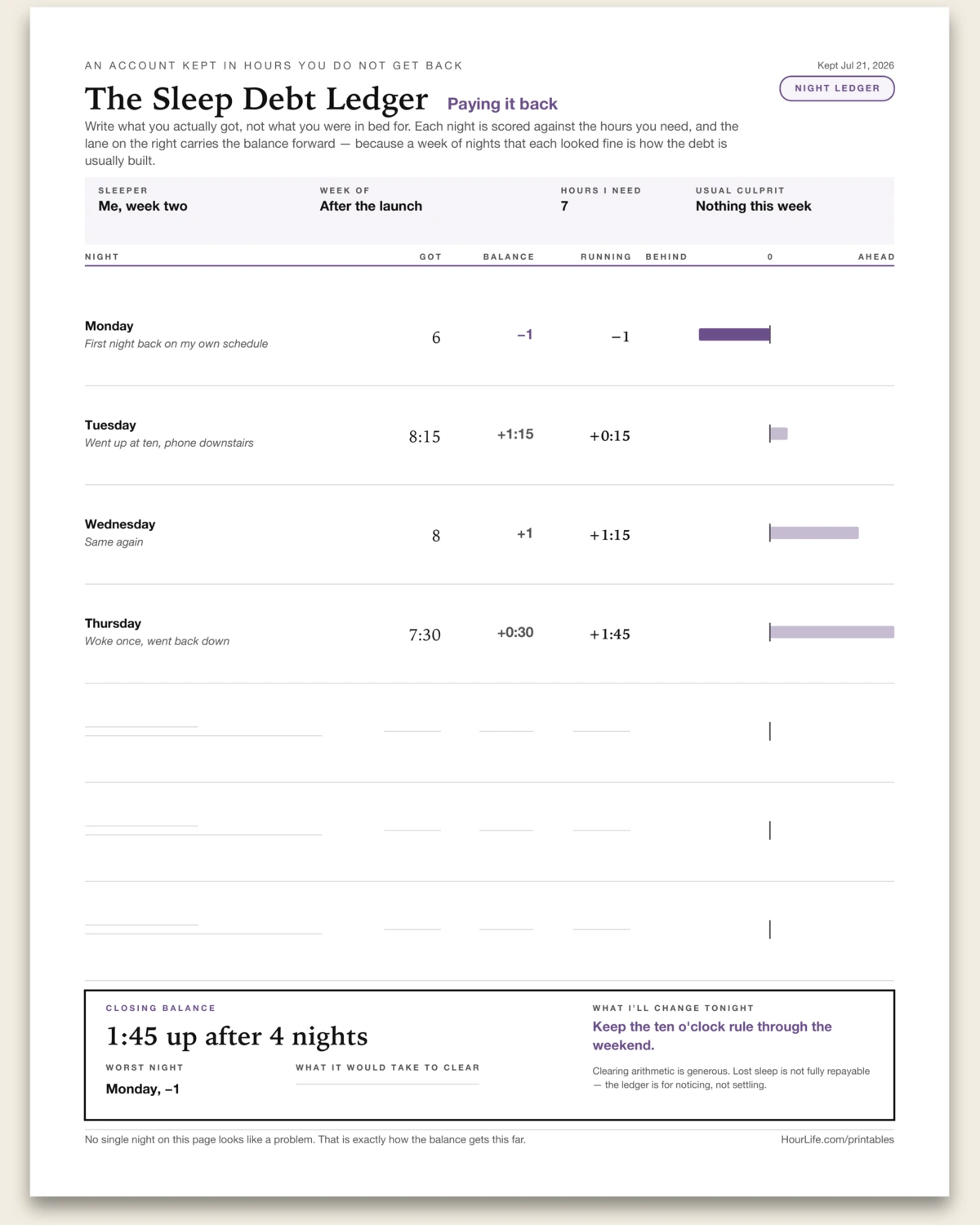 The Sleep Debt Ledger alt style preview