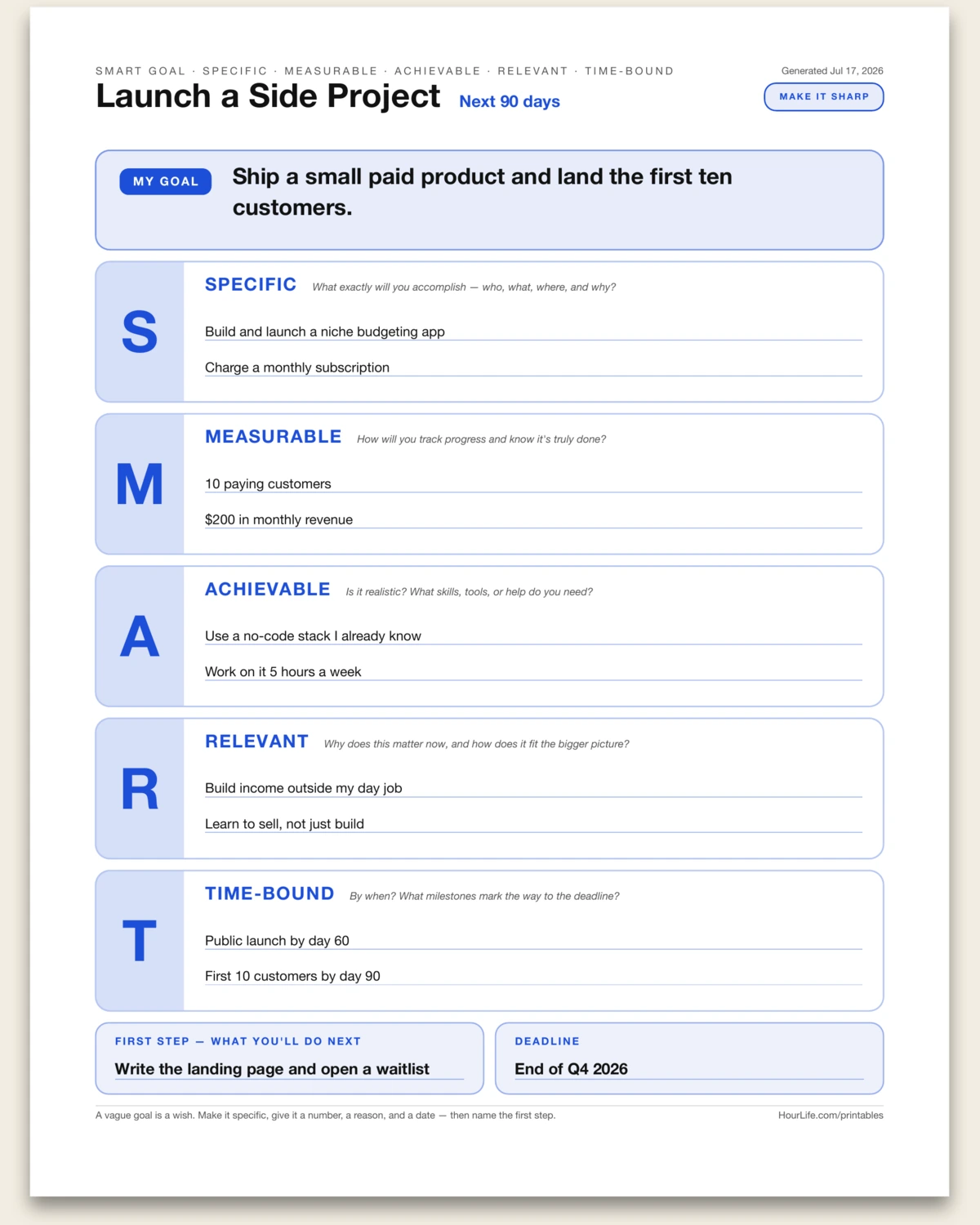 SMART Goal alt style preview