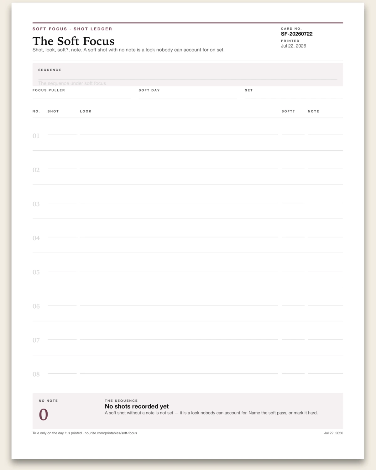 The Soft Focus blank layout preview