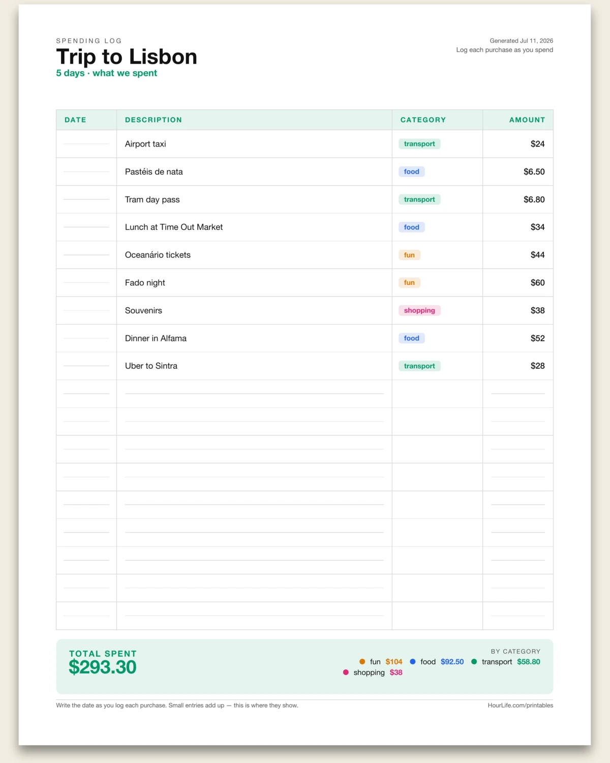 Spending Log alt style preview