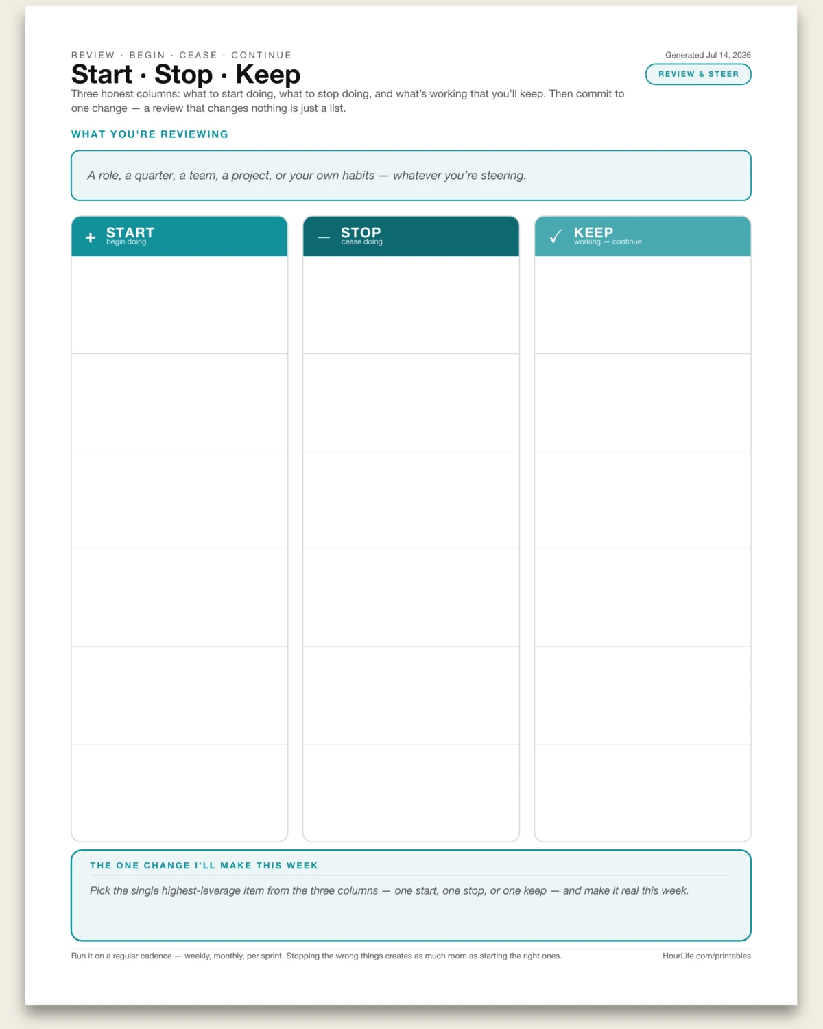 Start · Stop · Keep blank layout preview