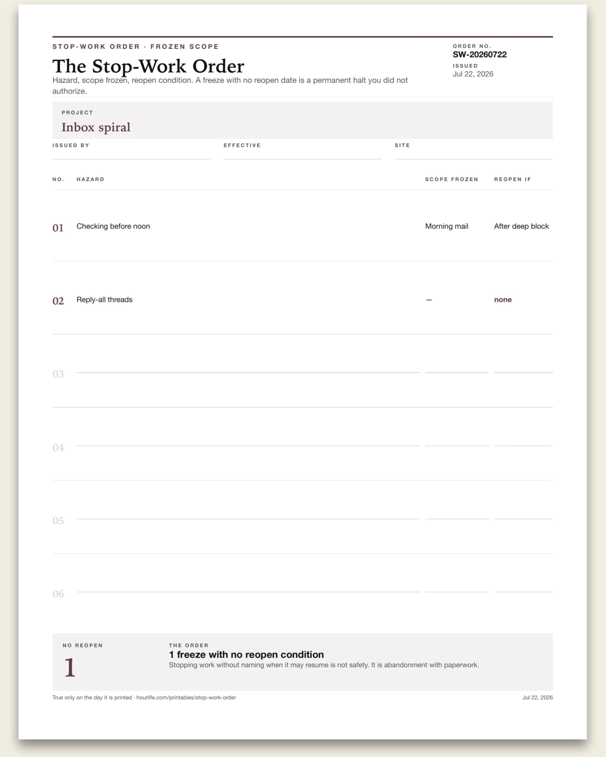 The Stop-Work Order alt style preview