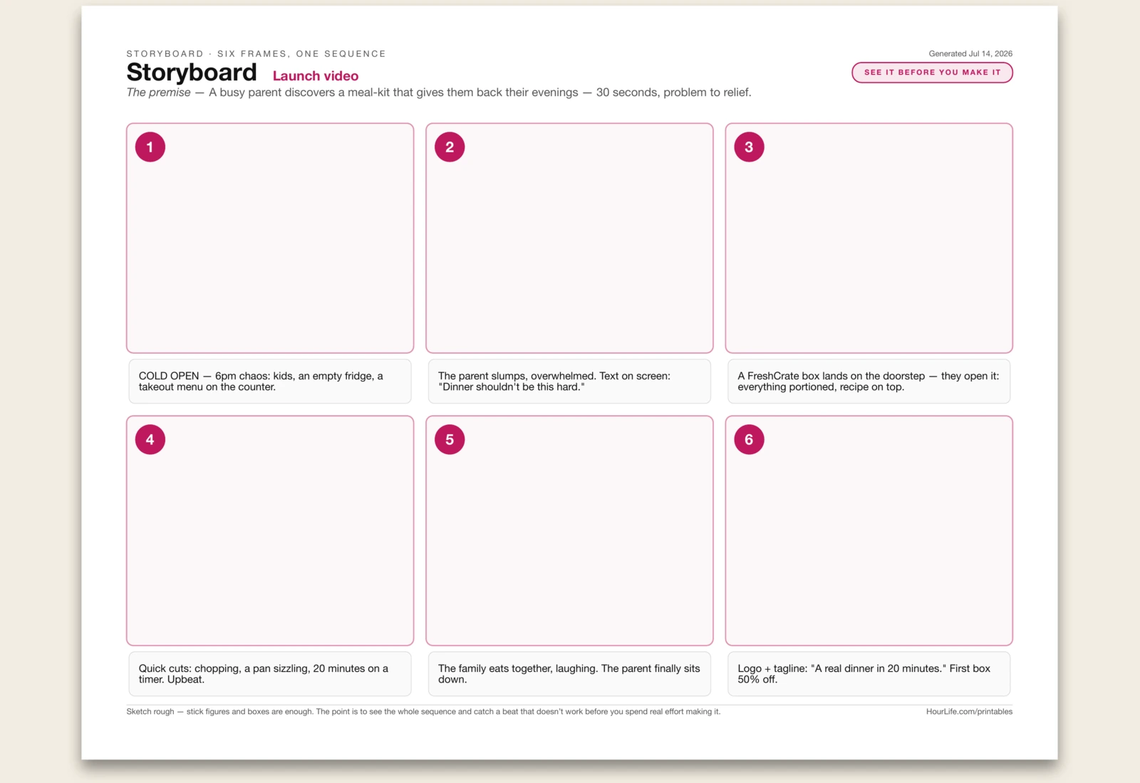 Storyboard filled example preview