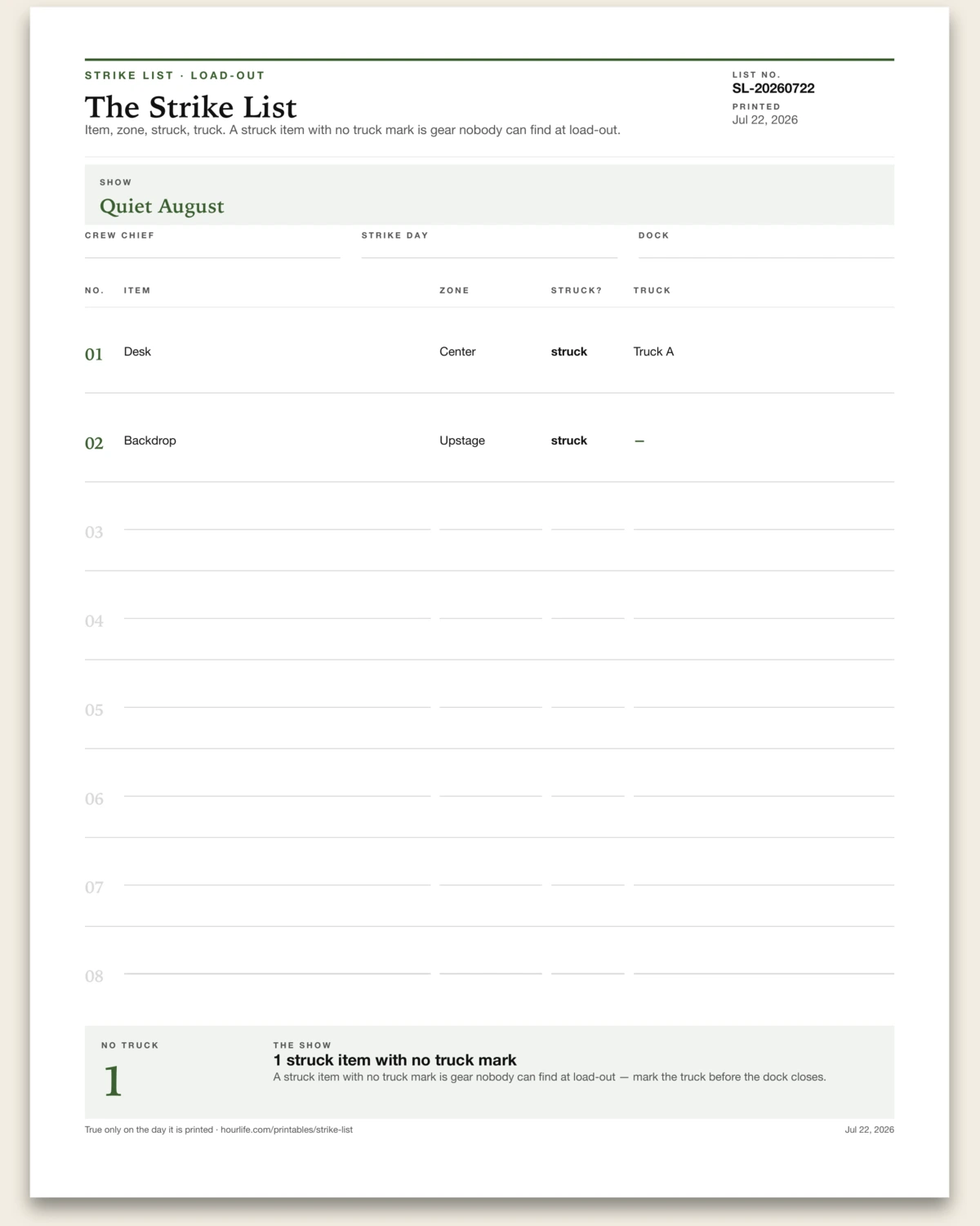 The Strike List alt style preview