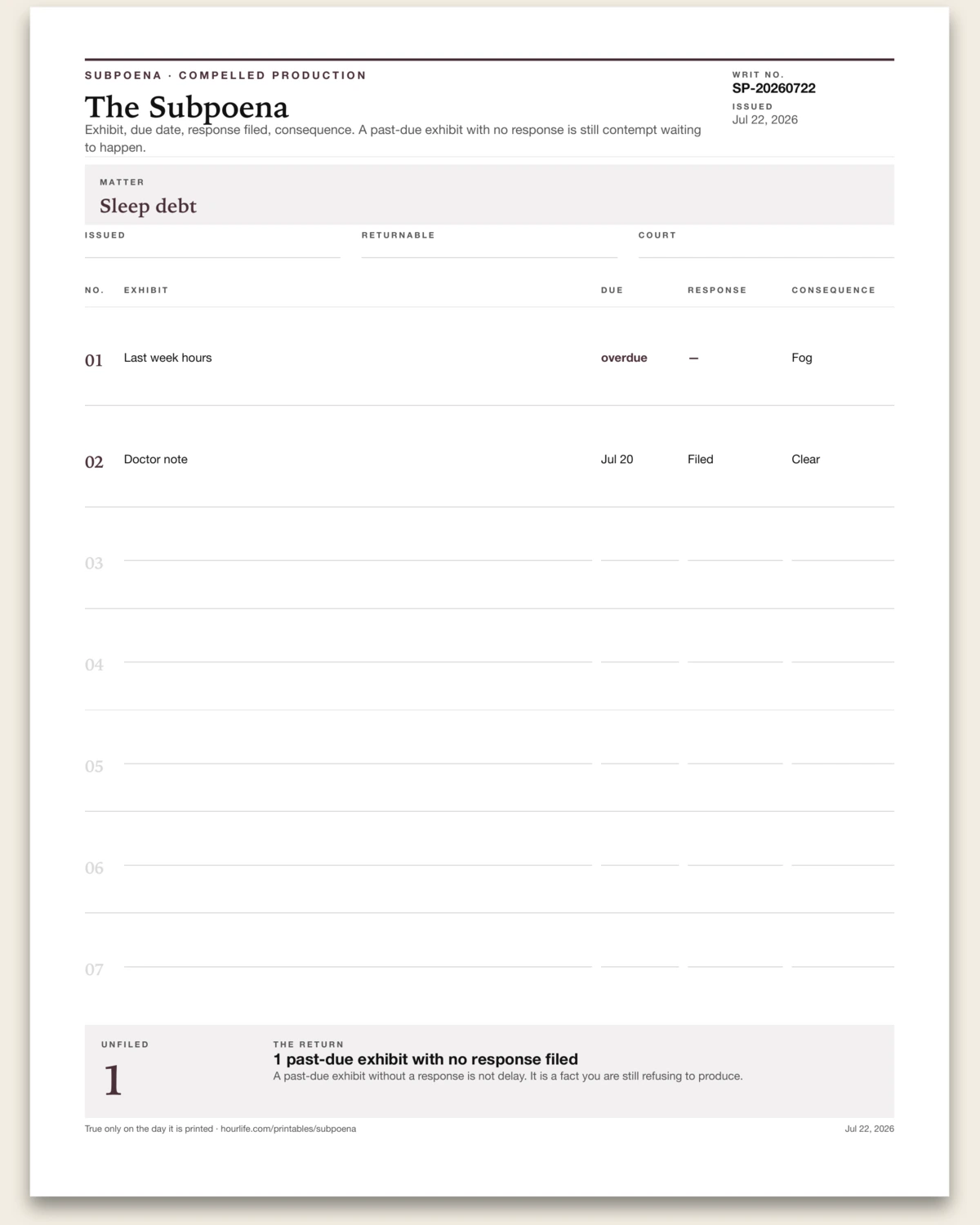 The Subpoena alt style preview