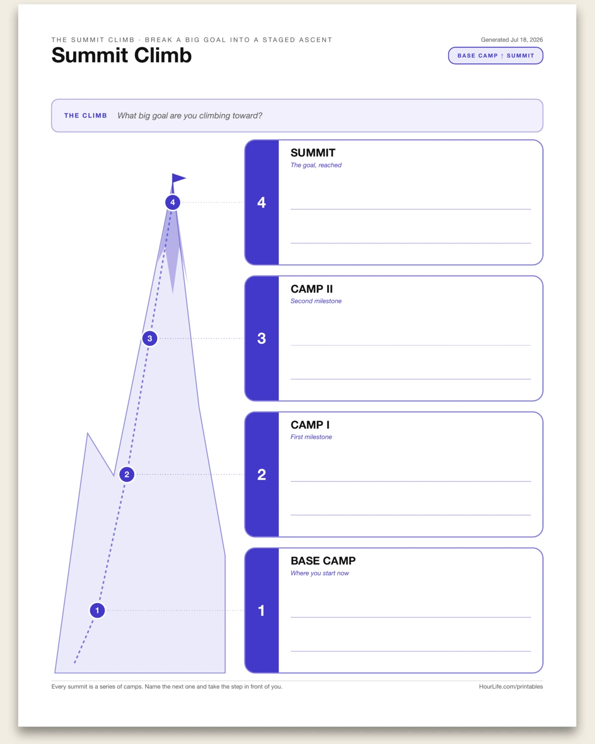 Summit Climb blank layout preview