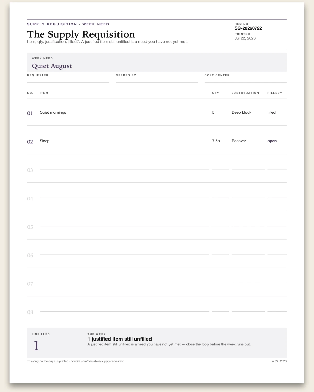 The Supply Requisition alt style preview