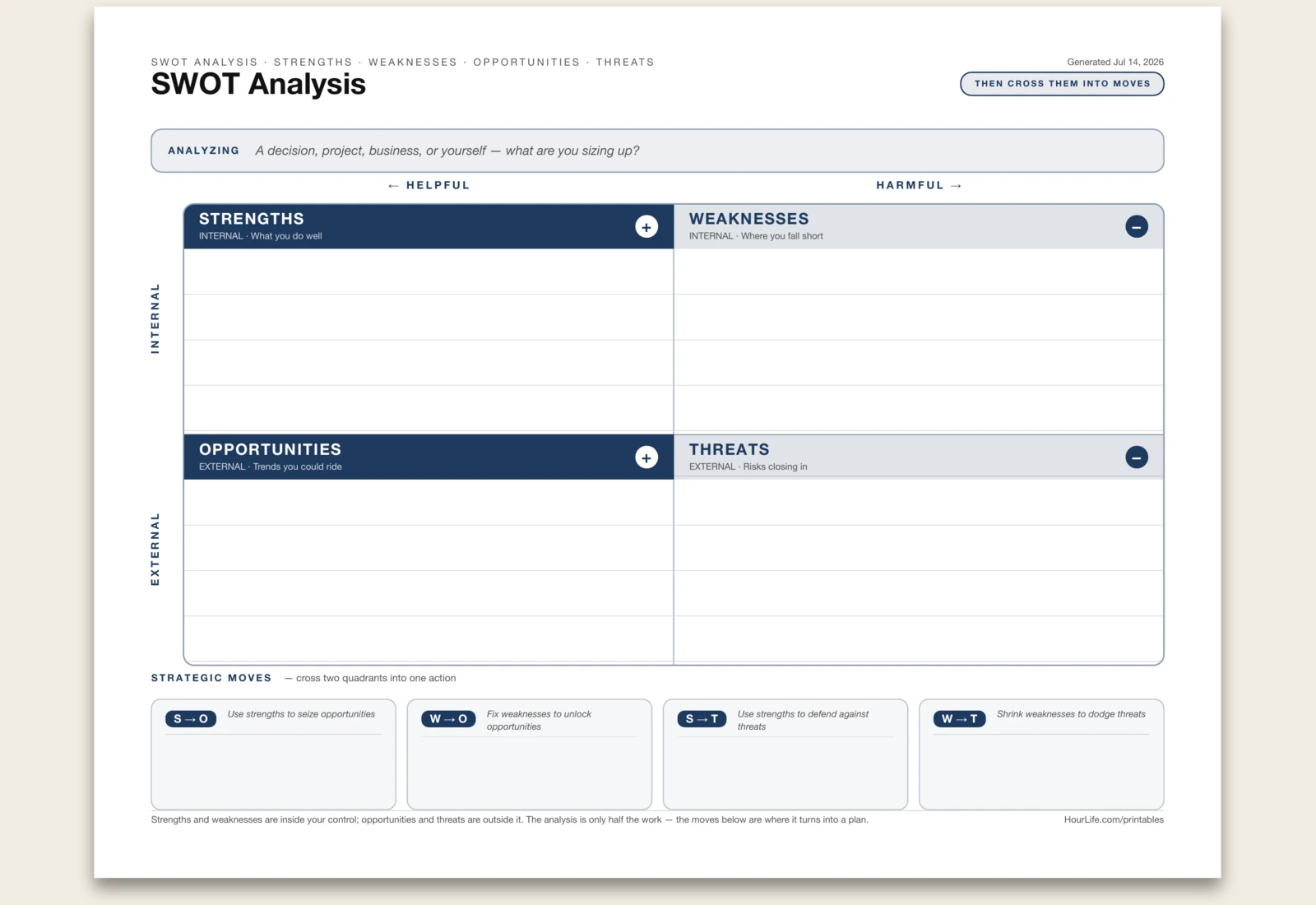 SWOT Analysis blank layout preview
