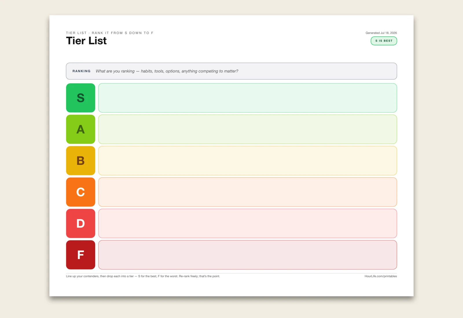 The Tier List alt style preview