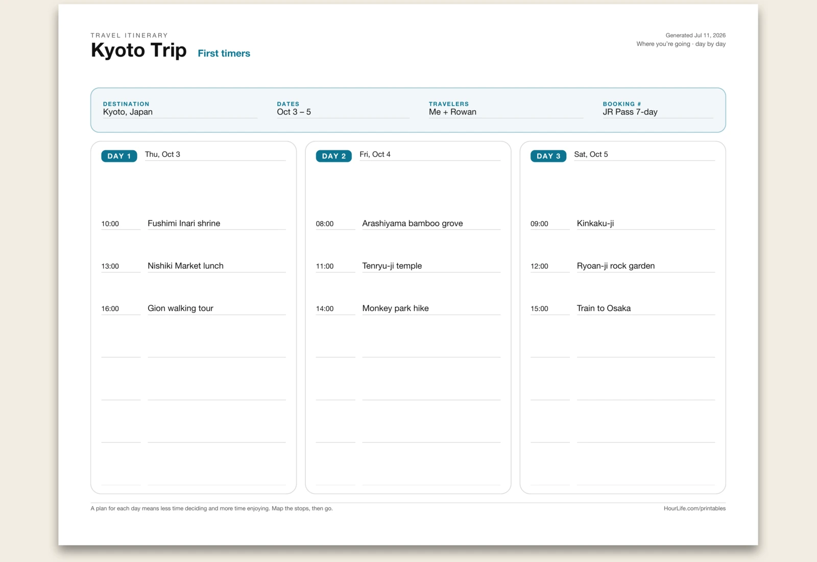 Travel Itinerary alt style preview