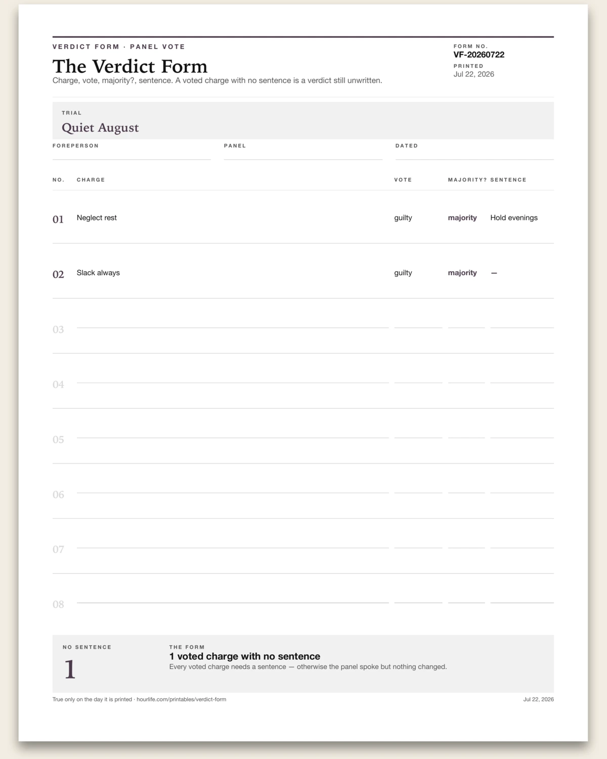 The Verdict Form alt style preview