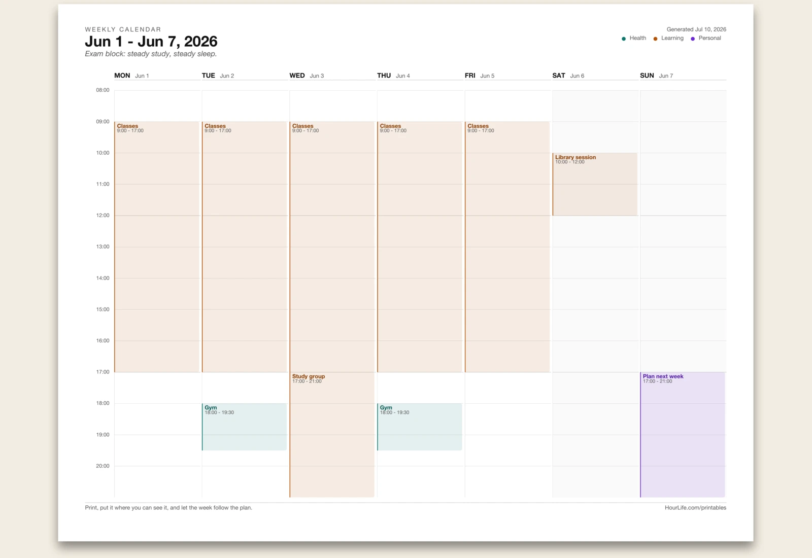 Weekly Calendar alt style preview