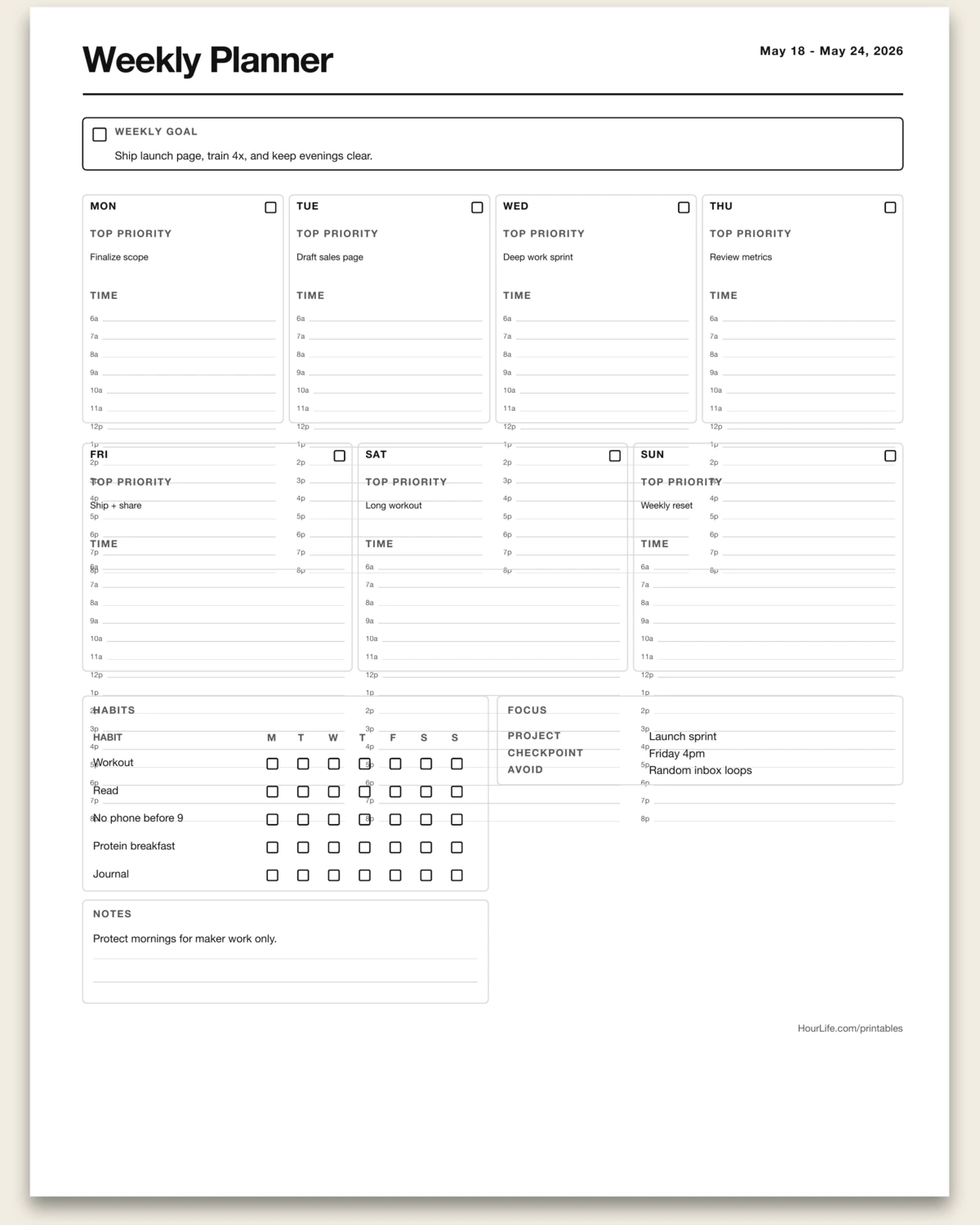 Weekly Planner alt style preview