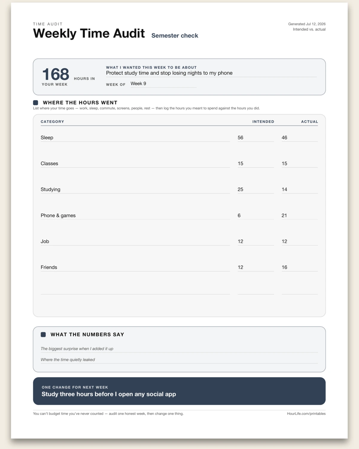 Weekly Time Audit alt style preview