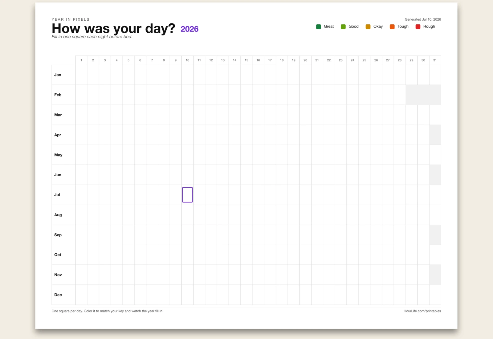 Year in Pixels filled example preview