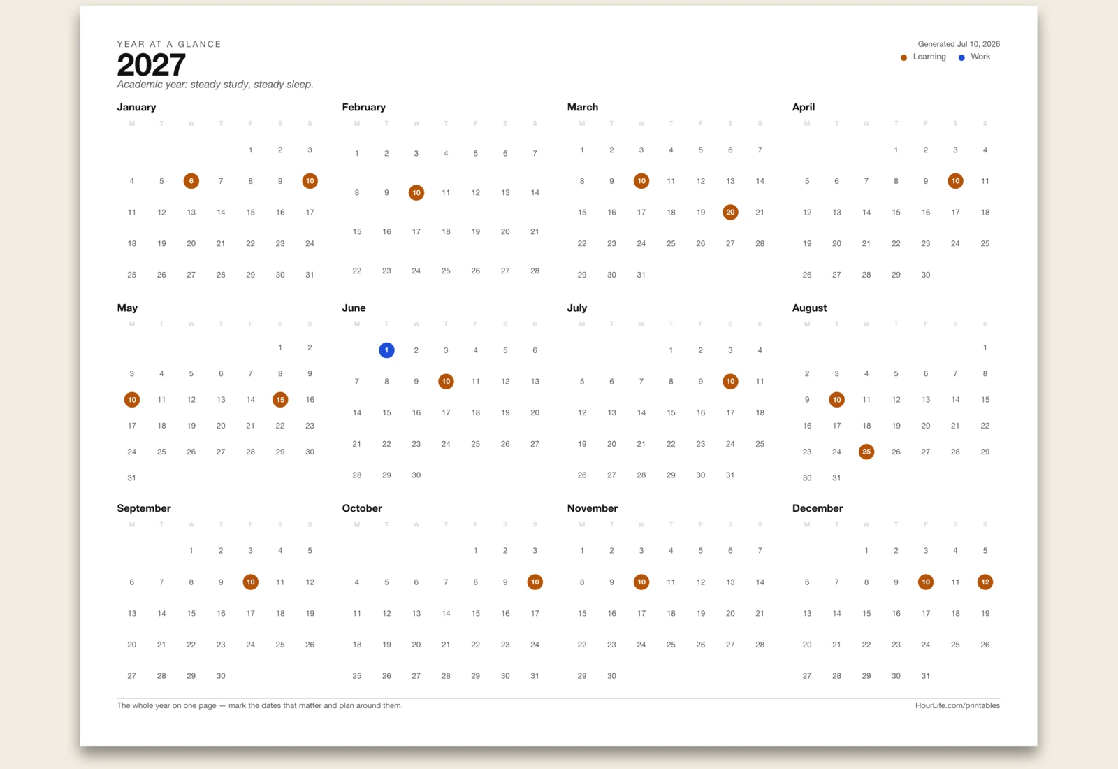 Yearly Calendar alt style preview