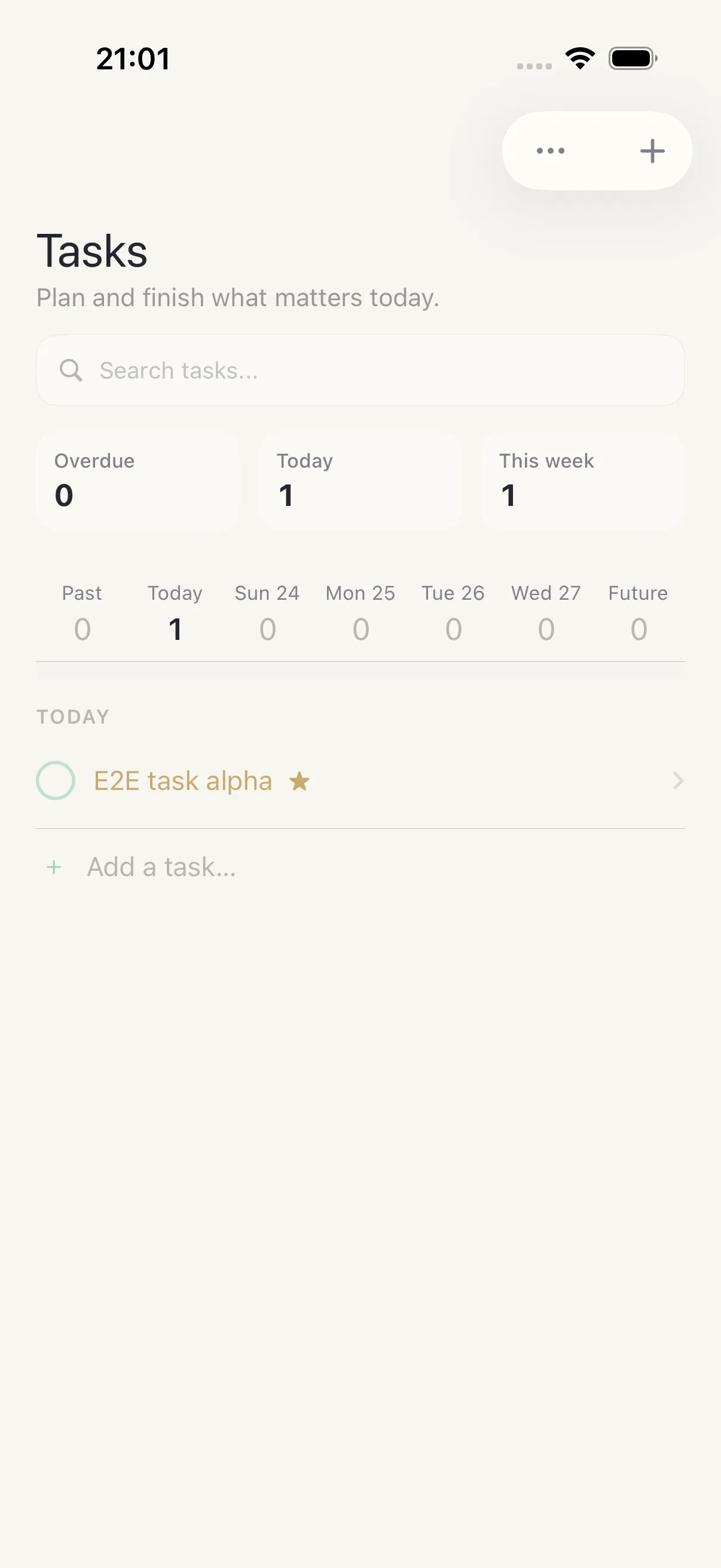 Tasks screen in HourLife